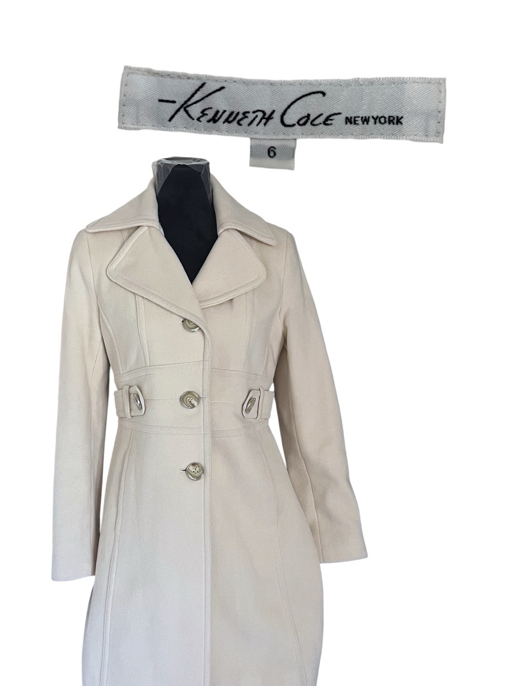Kenneth Cole New York Cream Belted Trench Coat